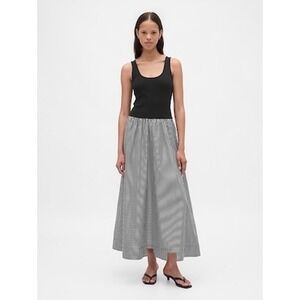 Gap Gingham Black White Plaid Tank Drop Waist Maxi Dress Size XL Cottagecore